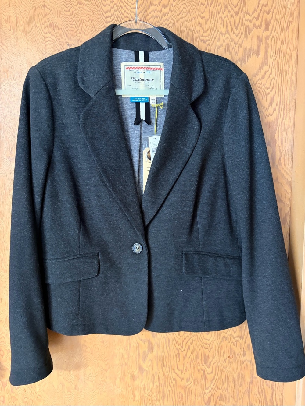 Anthropologie Cartonnier Black Single-Button Tailored Blazer